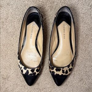 Gianni Bini Black and Tan Leopard fur Flats size 6.5